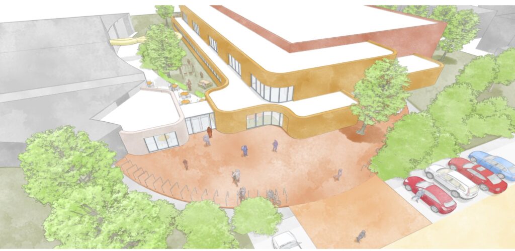 Impressie van de permanente sporthal bij zwembad de Duker